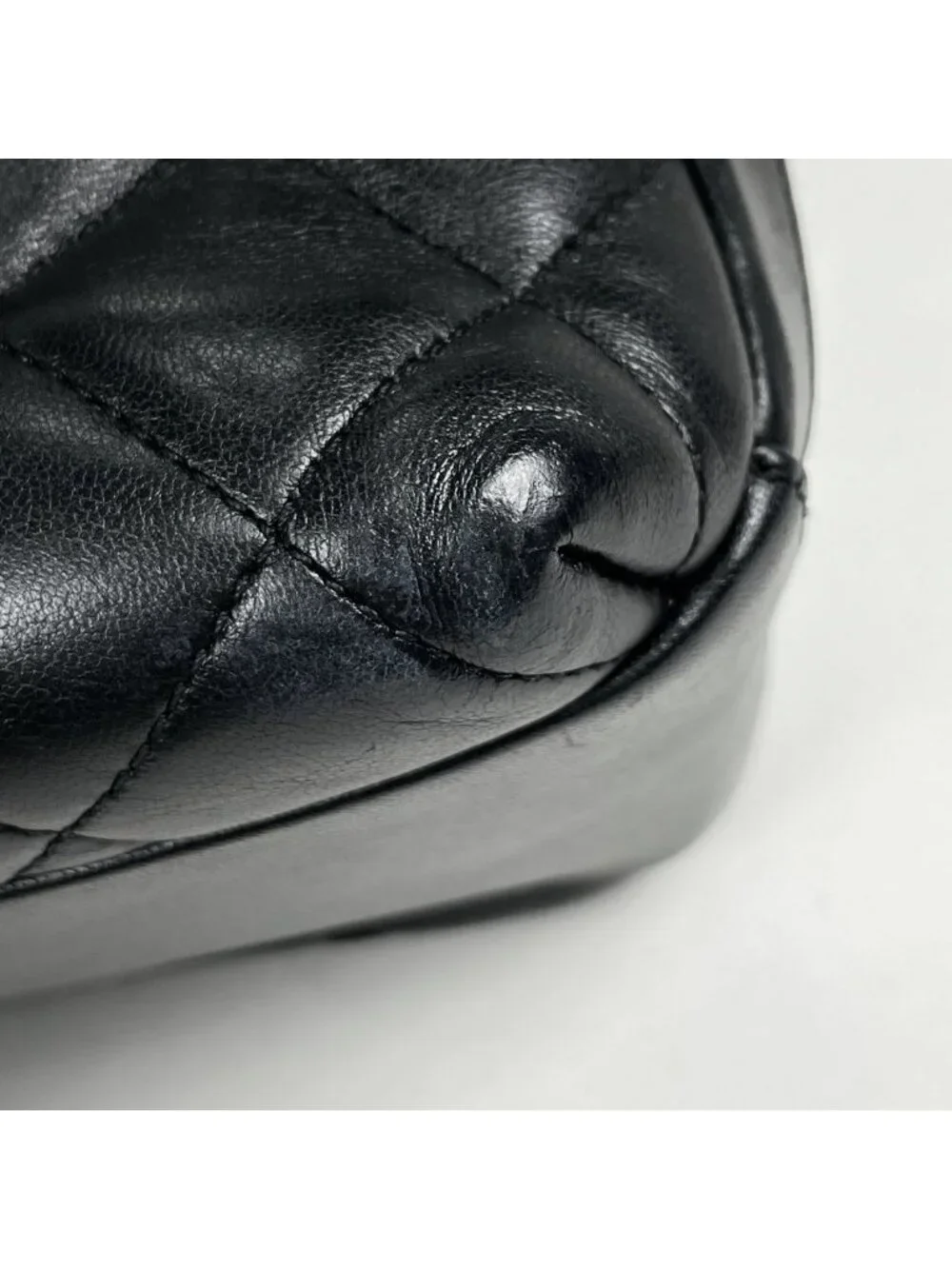 Chanel CC Logo Bowling Bag 2-Way Leather Black